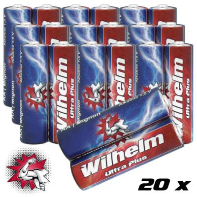 20 x Wilhelm Ultra Plus AA Mignon Alkaline Batterien im Shrink LR6