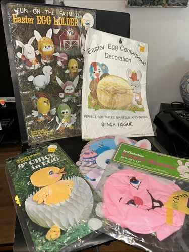 Vintage Easter Peck and Eureka Centerpieces + Easter Egg Holder + Balloon