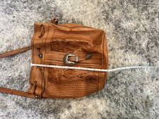 American West Western Leather Handbag Bucket Tote Tan