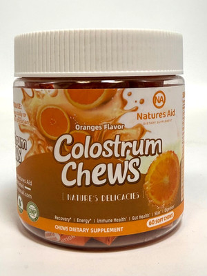 Natures Aid - Colostrum Chews Supplement, Orange 60ct *EXP 12/2026*