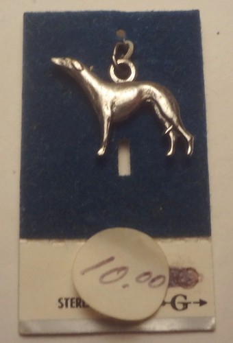 MCM GRIFFITH & SONS sterling silver FULL FIGURE WHIPPET on ORIG. STORE CARD-NICE