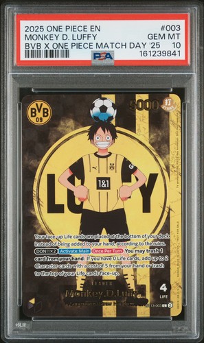 2025 ONE PIECE PROMOS BVB X ONE PIECE MATCH DAY 2025 #003 MONKEY D. LUFFY PSA 10