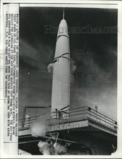 1958 Press Photo US Air Force Thor rocket prepped for launch in Florida