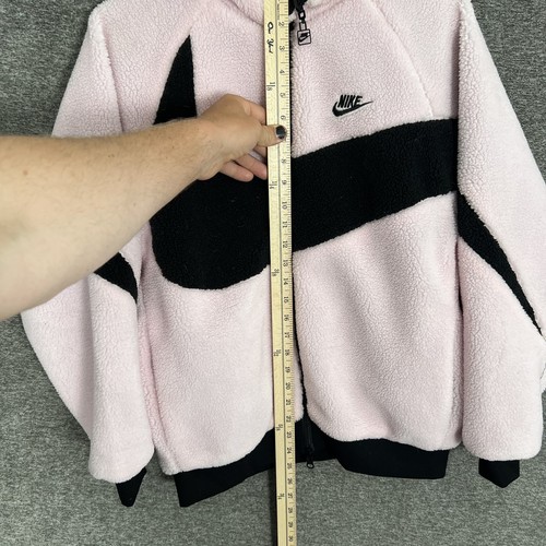 Nike Boa Jacket Womens Small Pink Black Sherpa Fleece Full Zip Swoosh Cozy Warm - Picture 7 of 9