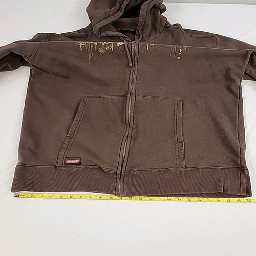 Y2k Skater Dickies Mens Brown Zip Up Hoodie Size XL Vintage Baggy Grunge - Picture 10 of 15