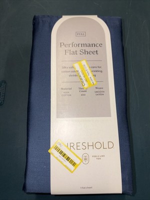 Full 400 Thread Count Performance Flat Sheet Metallic Blue - Threshold: Cotton