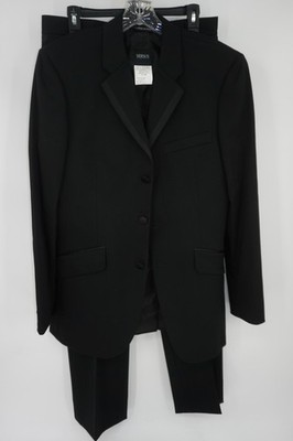 Versus Versace 2-Piece Tuxedo Suit Black Wool Made Italy Men's IT 50 38R 32x32