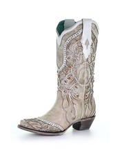 Corral Western Boots Womens 13 Inch Leather Overlay White A3837