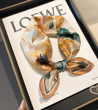 100 Mulberry Silk Scarf Bandana 53X53cm flower Print Neckerchief Shawl Wrap new