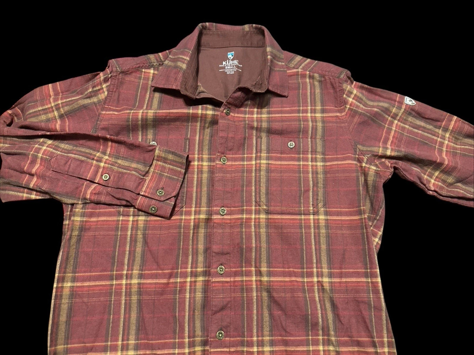 Kuhl Shirt Mens Small Red Fugitive Red Plaid Flannel Outdoors Gorpcore (250)