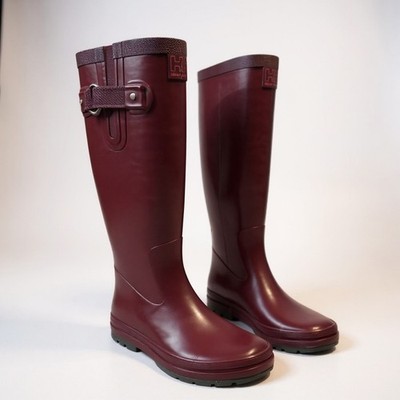 Helly Hansen W Veierland 2 Burgundy Rubber Tall Rain Boots Women US 6 EU 36 UK 4