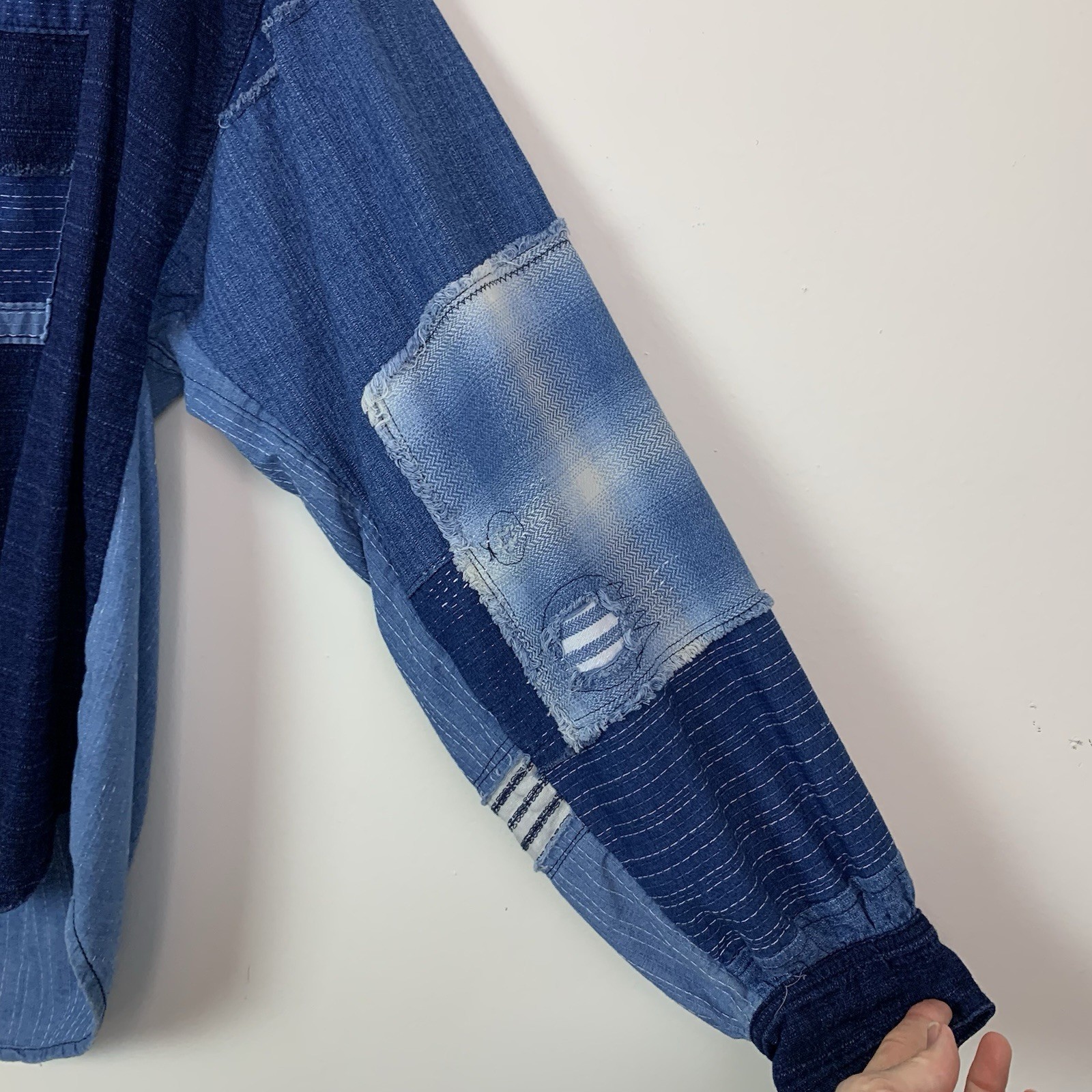 Free People Indigo Sky Patchwork Button Front Den… - image 11