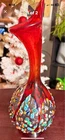 Murano Millefiori Vintage Red/Ambergine Italian Art Glass Vase Calla Lily design