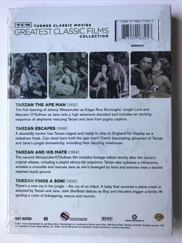 TCM Tarzan Films Collection: Vol. 1, Johnny Weissmuller, Ape Man, Escapes, NEW - Picture 2 of 2