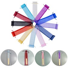 10 Pack Folding Hand Fan Pouch Drawstring Organza Bags Folding Fan Pocket Bag