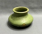 ANTIQUE c1915 WELLER MATTE GREEN VASE MARKED ART DEPARTMENT IN HAND WRITTEN INK
