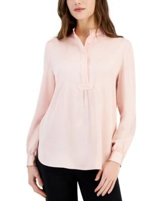 Anne Klein Womens Textured High-Neck Blo 91308576908 XS RT $89.0