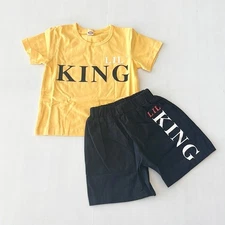 NEW Shein Letter Graphic Tee & Shorts Set Lil King Toddler BOYS SIZE 1-2 YEARS