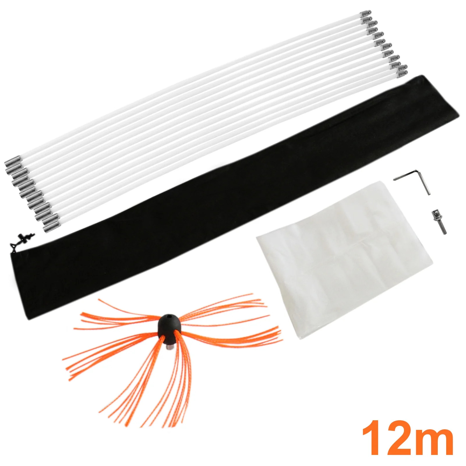 Kit de ramonage 12m Nylon Flexible Hérisson de Ramonage Synthétique Nettoyage