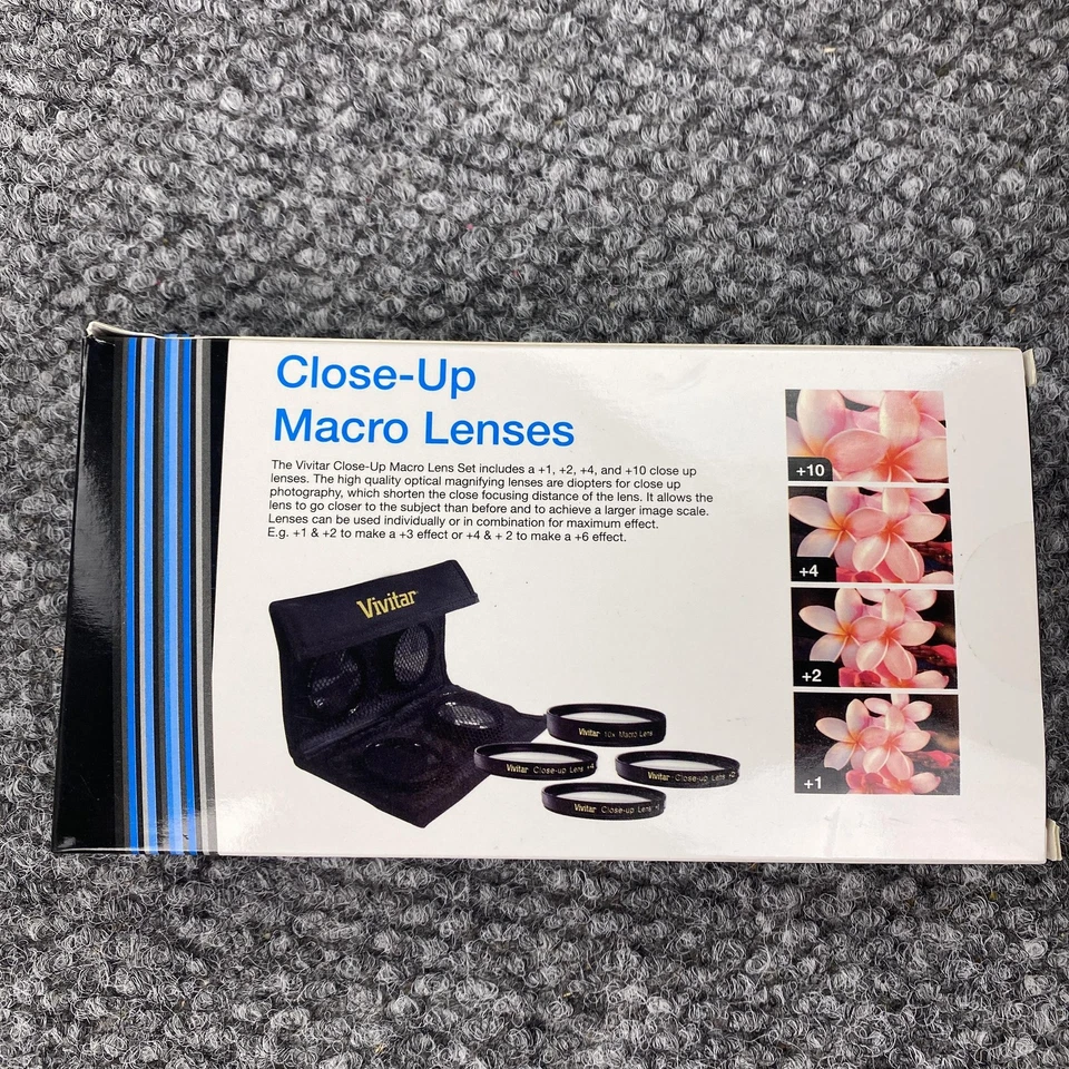 Vivitar 46mm Close-Up Macro Lenses 4 Piece Kit +1 +2 +4 +10 Filter Wallet New - Image 2 of 4