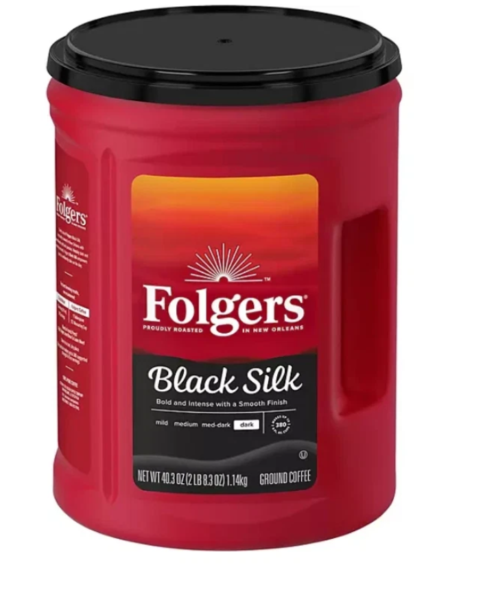 Folgers Black Silk Dark Roast Ground Coffee 40.3 oz (Free shipping)