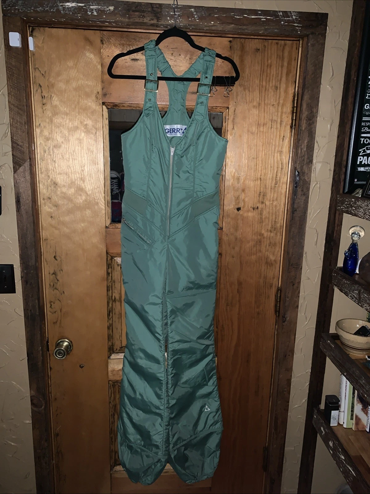Vintage Gerry Bib Snow Pants Mens Size Medium Green Suspenders Denver CO USA