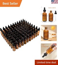 80-Pack Amber Glass Dropper Bottles - 2oz Essential Oil Storage Solution