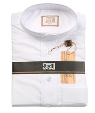 Men Arab Style High Quality Al Aseel Thobe Jubba WHITE Flat Sleeves