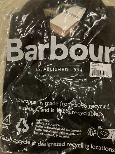 Rare Brand New with tags BARBOUR Men Border Wax Jacket hard to get size 46 Sage image 3