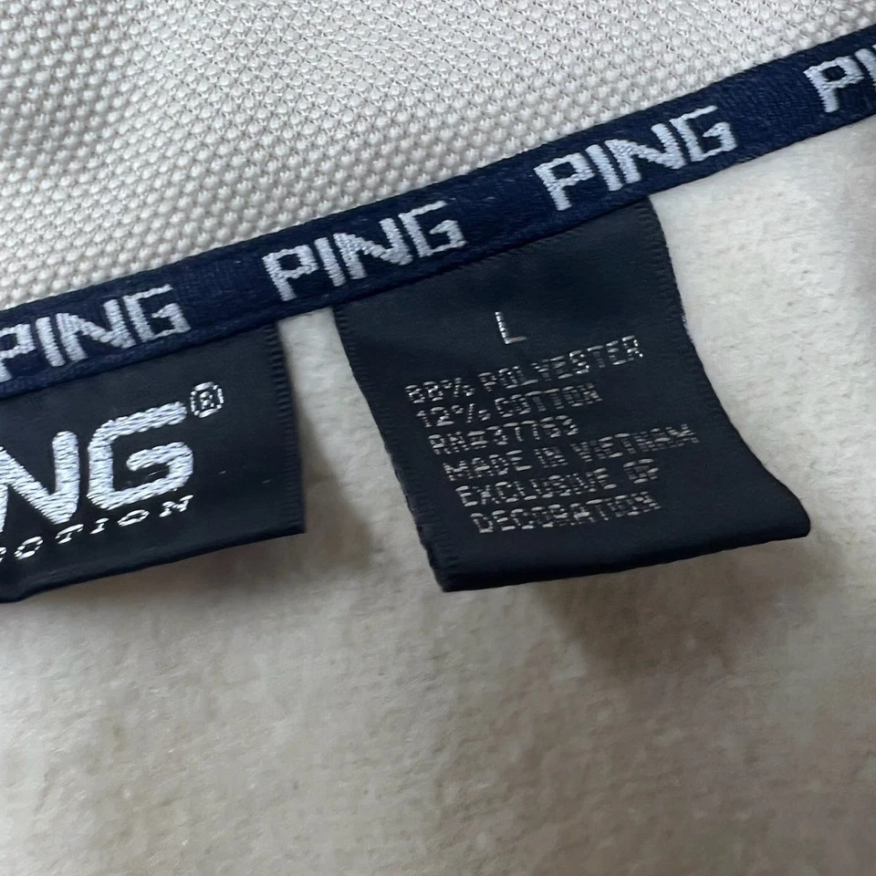 PING Golf Pullover Mens L Beige 1/4 Zip Long Sleeve Discover Performance Gear - Image 2 of 2