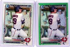2 * AARON SABATO * 2021 BOWMAN CHROME GREEN REFRACTOR # 99 + MEGA MOJO RC 
