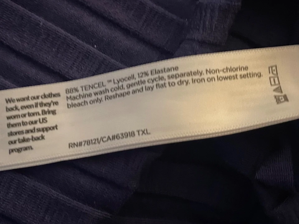 Suéter túnica Eileen Fisher azul tejido acanalado elástico tencel abertura lateral S Foto 3 de 4