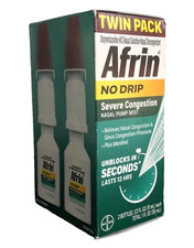 Twin Pack Afrin No Drip Severe Congestion 0.5oz Nasal Pump Mist  EXP 11/30/2026