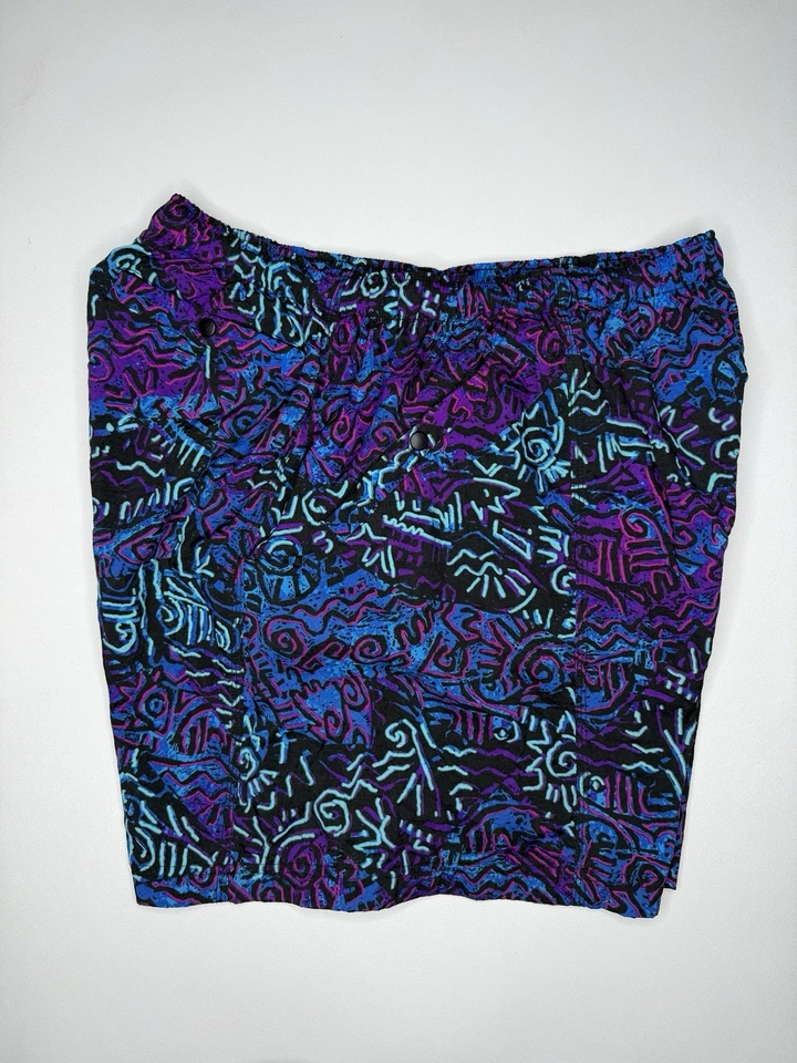 Vintage 90s Nike ACG Abstract AOP Swim Trunk Shorts Men's Size XL - Image 3 of 4