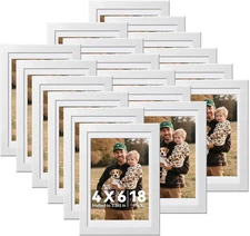 Happyhapi 4X6 Picture Frame Set of 18, Photo Frame for 4X6 Photos, Tabletop or W