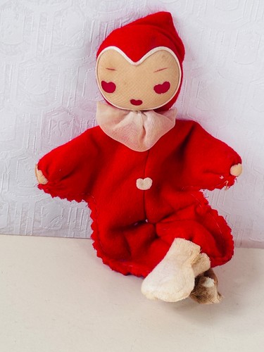 VTG MID CENTURY RED HEART EYES FELT ELF PIXIE DOLL MADE IN JAPAN