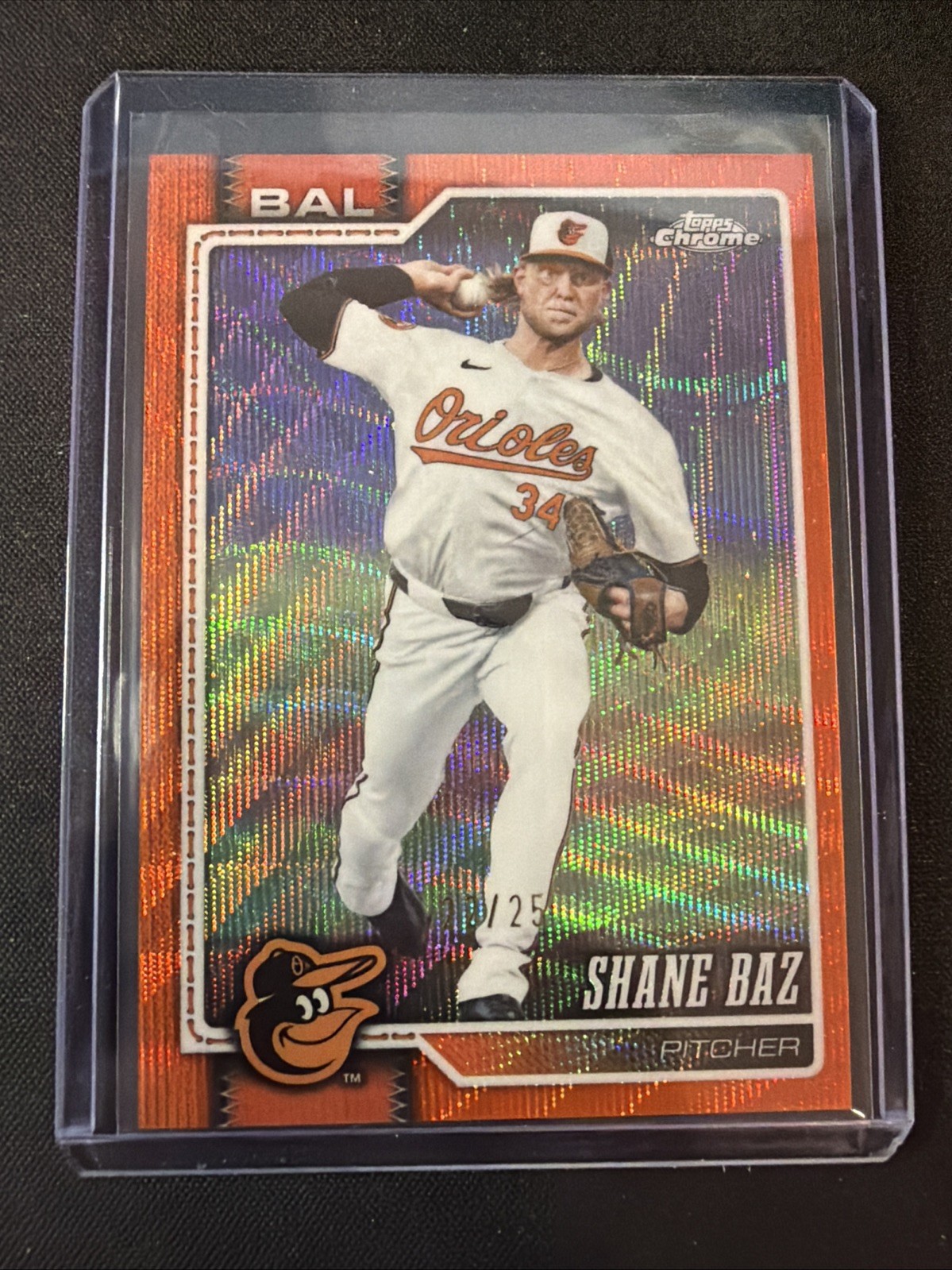 2026 Topps CHROME Shane Baz Orioles Orange WAVE Refractor    03/25