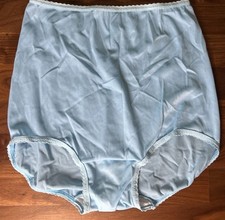 Vtg Bali Skimp Skamp Panties L Baby Blue Full Brief Nylon 2633 Second Skin Sissy