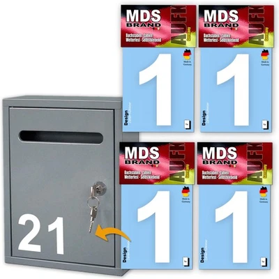 MDS BRAND Design 10cm Zahlen Aufkleber | 4x | Klebezahlen wetterfest | aufkleber zahlen