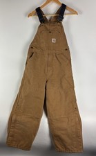 Carhartt Bib Overalls KIDS Size 10 Tan Insulated Double Knee Duck Canvas READ