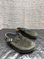 Birkenstock Boston Shearling Suede Leather Clogs Black Unisex Size L9 / M7 US