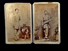 CIRCA 1861 CIVIL WAR CDV CONFEDERATE OFFICERS SWORD UNIDENTIFIED BROTHERS ?