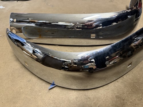 USED ORIGINAL 1954 CHEVY CAR PAIR OF RECHROMED FRONT BUMPER ENDS
