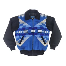 1990s Justin Kraff Bomber Jacket Aztec Print Made in USA Women's Sz 8 (XS)