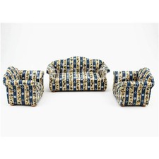 Dollshouse 1/12 scale miniature Striped petal living room sofa chair 3 pcs set