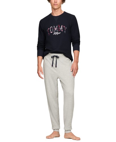 Tommy Hilfiger Mens Thermal Logo Long Sleeve Pajama Shirt in Navy Size XL - Picture 2 of 3