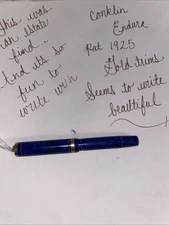 Vintage Conklin Junior Size Endura Fountain Pen, Blue & Gold