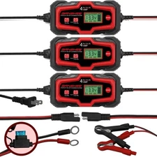 3PCS Car Auto Motorcycle Battery Maintainer Float Trickle Tender Maintainer 12V