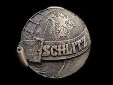 SB07148 VINTAGE 1970s SCHLITZ BEER ADVERTISEMENT BRASSTONE BELT BUCKLE