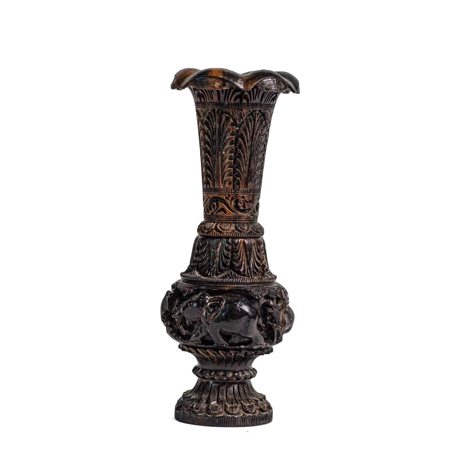 Handicraft Wooden Flower Vase for Home Decor, 8 inches